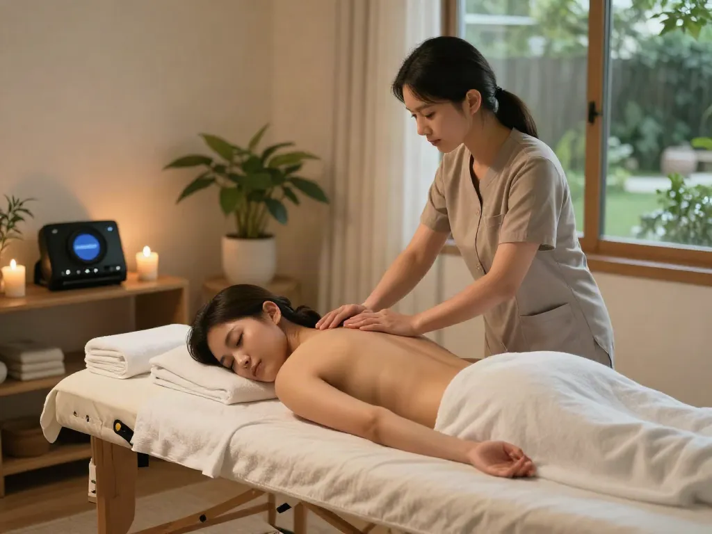 Relaxing 용산출장마사지 experience in a tranquil home setting.